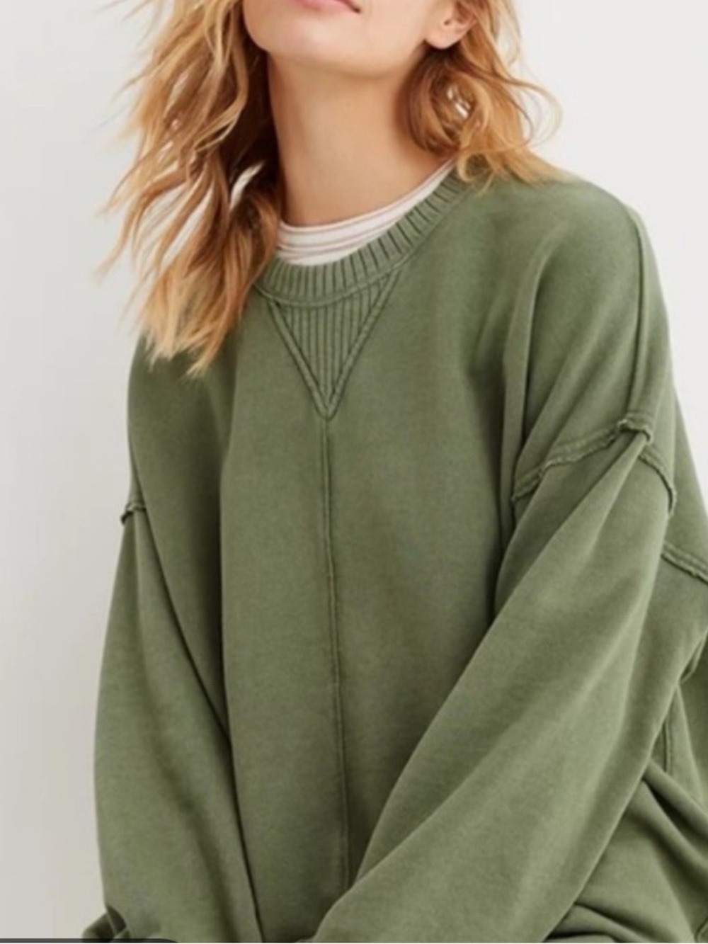 Aerie Olive Green Crewneck Sweatshirt Size Small